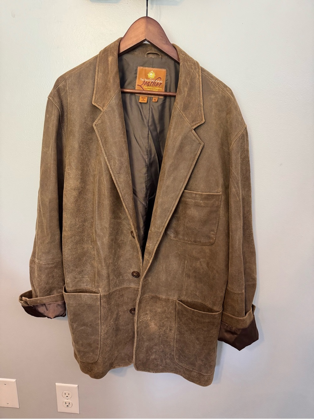 Vintage Suede Blazer Jacket in Brown